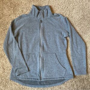 Skechers Zip-Up Fleece Jacket Women’s Large Gray Sweatshirt Pockets Mock Neck
